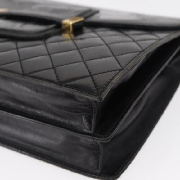 Authentic SAINT LAURENT Shoulder Bag Leather Black Gold - Picture 3 of 16